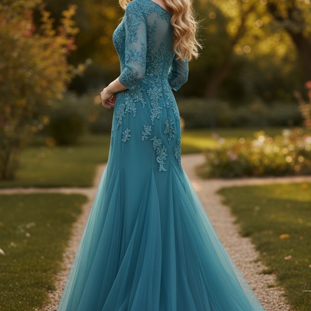 NWT JJ'S HOUSE Ballroom/ Princess Mermaid Dress Sz 16 Embellished Beading Aqua